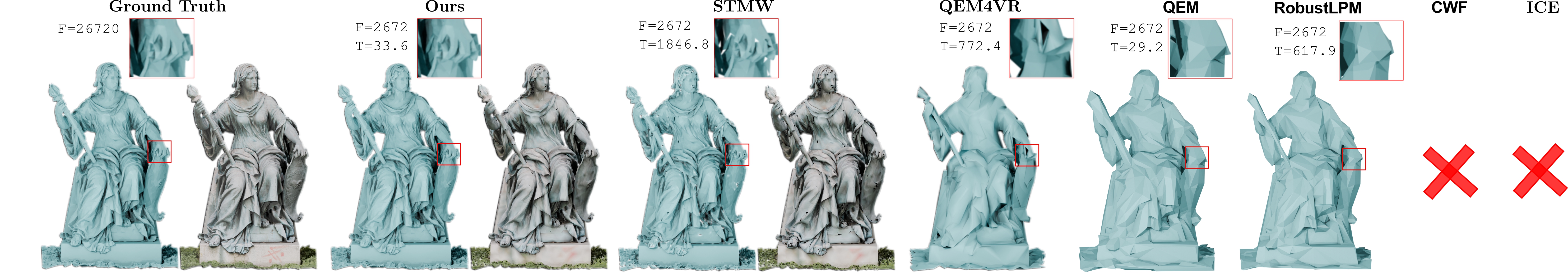 FA-QEM Teaser showing mesh simplification